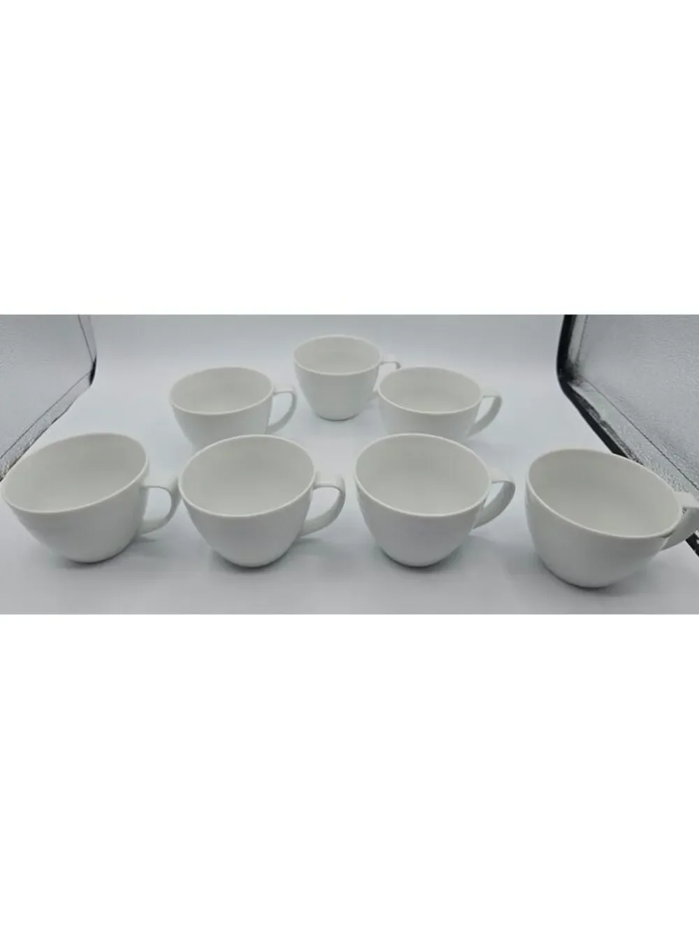 Vintage Pottery Barn Textured White Coffee Tea Cups Set of 7 Made In Japan 2001